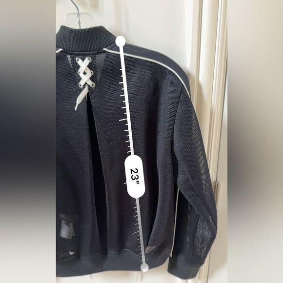 Comme Ca Ism Contemporary Mesh Mixed Media Details Bomber Jacket in Black M - Picture 3 of 14